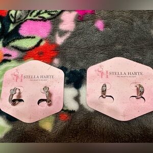Stella Harte Silver Huggie Earrings Set NWT